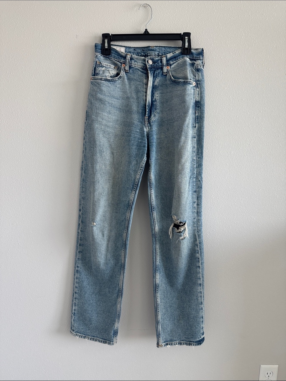 GAP 90s Loose Light Wash Distressed Straight-Leg Jeans